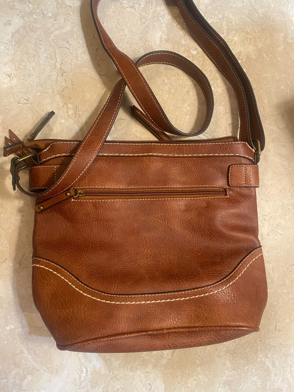 b.o.c. Cognac Brown Leather Bucket Crossbody Bag - Picture 2 of 5